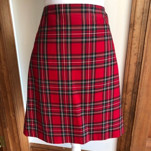TALBOTS Tartan A Line Red Plaid Skirt 12P - Picture 3 of 15